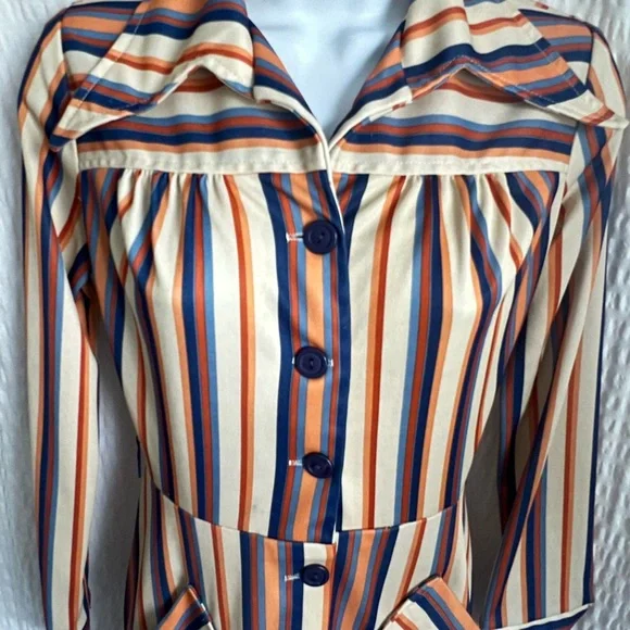 Vintage 1970s Polyester Shirt Dress - Picture 7 of 13